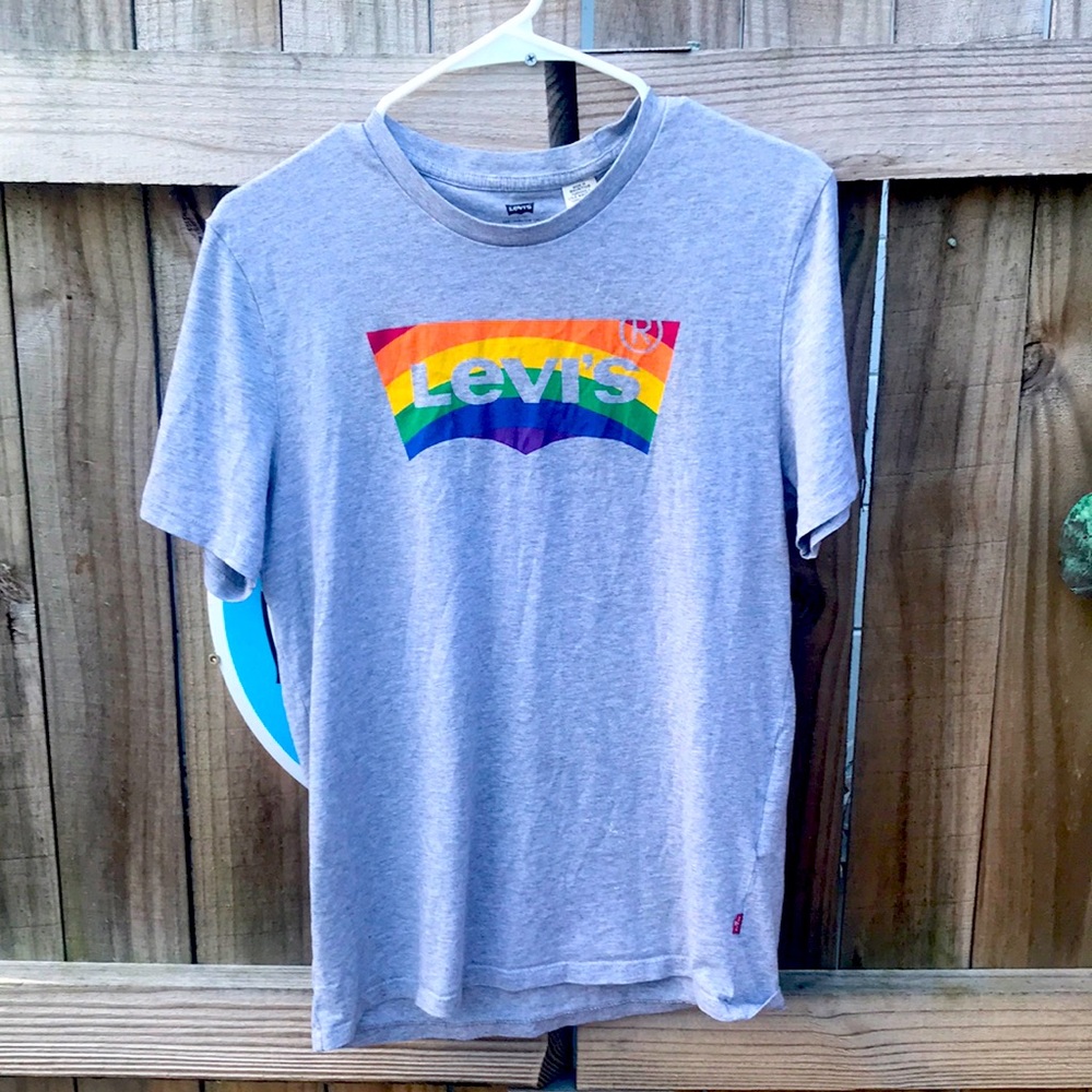 Levi T-Shirt grey Rainbow logo
